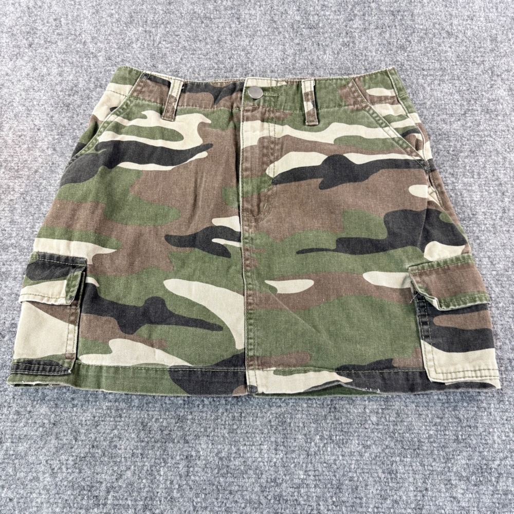 Forever 21 Girls Green Camo Cargo Mini Skirt Size S Small Utility Pocket